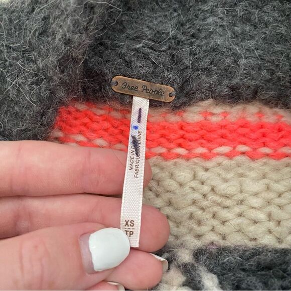 Free People Alpaca/Wool blend Nordic Rainbow Stripe Oversized Chunky Sweater - Picture 6 of 7